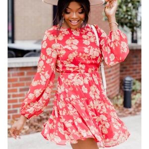 NEW Pink Lily  Red Floral mini dress size large